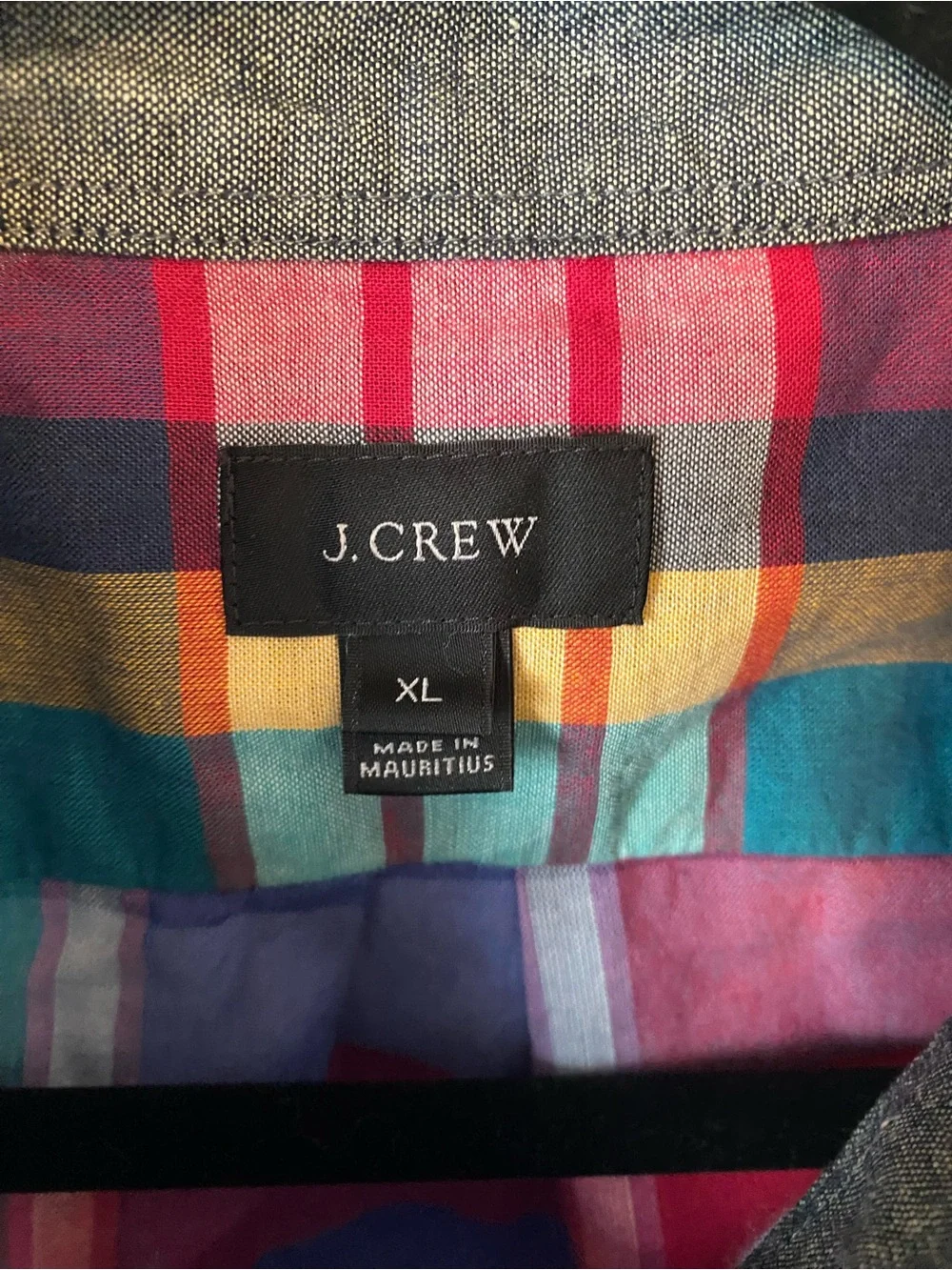 J Crew Madras 💯 Cotton Relaxed short-sleeve Indian shirt in plaid NWOT XL